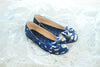 ALICE IN WONDERLAND SATIN FLAT SHOES WITH RIBBONS - NAVY
