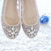 BALLET LACE FLAT SHOES WITH SWAROVSKI CRYSTAL - GREY