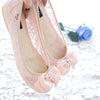 BALLET LACE FLAT SHOES WITH RIBBON PEARL CRYSTAL - BABY PINK