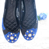 BALLET FLOWER LACE FLAT SHOES WITH SWAROVSKI CRYSTAL - ELECTRIC BLUE