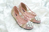 DOLCEA LACE FLAT SHOES WITH SWAROVSKI CRYSTAL - BABY PINK GOLD