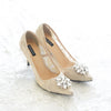 MADEMOISELLE LACE POINTED HEELS 9CM WITH SWAROVSKI CRYSTAL - NUDE