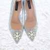 MADEMOISELLE LACE POINTED HEELS 7CM WITH SWAROVSKI CRYSTAL - BABY BLUE