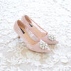 MADEMOISELLE LACE POINTED HEELS 7CM WITH SWAROVSKI CRYSTAL - BABY PINK