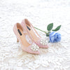 ARROW LACE POINTED HEELS 9CM WITH SWAROVSKI CRYSTAL - BABY PINK