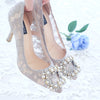 COCO LACE POINTED HEELS 9CM WITH PEARL CRYSTAL - GREY