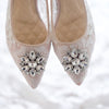 POINTY LACE FLAT SHOES WITH SWAROVSKI CRYSTALS - WHITE
