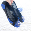 BALLET FLOWER LACE FLAT SHOES WITH SWAROVSKI CRYSTAL - ELECTRIC BLUE