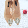 MADEMOISELLE LACE POINTED DOUBLE PLATFORM HEELS 10CM WITH SWAROVSKI CRYSTAL - NUDE