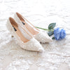 CAMELLIA LACE POINTED HEELS 7CM - WHITE