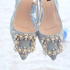 COCO LACE SLINGBACK POINTED HEELS 7CM WITH PEARL CRYSTAL - BABY BLUE