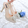 MADEMOISELLE ARROW LACE POINTED DOUBLE PLATFORM SLINGBACK HEELS 12CM WITH SWAROVSKI CRYSTAL - WHITE