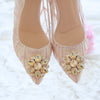 MADEMOISELLE ARROW LACE POINTED HEELS 7CM WITH GOLD SWAROVSKI CRYSTAL - SALMON PEACH