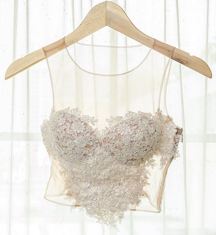 LACEY TOP V HEART SHAPED - WHITE