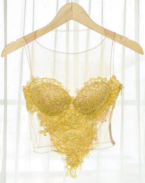 LACEY TOP V HEART SHAPED - YELLOW